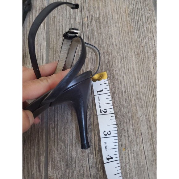 Emporio Armani  Vtg 90s Ankle Strap Heel Black Leather in sz 37.  Made in Italy - Picture 3 of 7